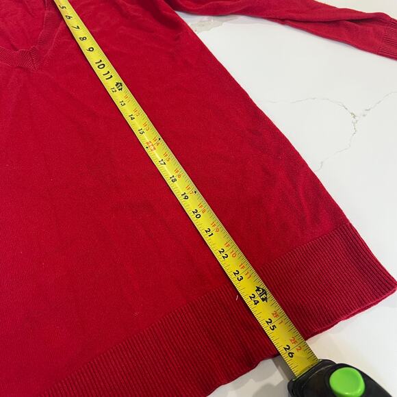 Moda International Silk Cashmere long sleeve  Knit Sweater Red Medium V Neck - Picture 8 of 8